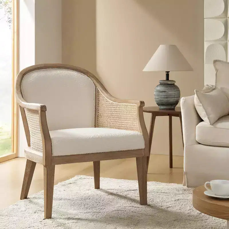 Çiftlik Evi Tarzı Rattan Masif Ahşap Koltuk, Doğal Örgü Vurgulu Sandalye
