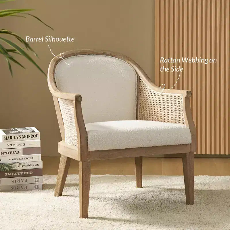 Çiftlik Evi Tarzı Rattan Masif Ahşap Koltuk, Doğal Örgü Vurgulu Sandalye