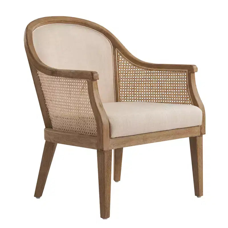 Landhausstil Rattan Massivholz Sessel, natürlicher gewebter Akzentstuhl