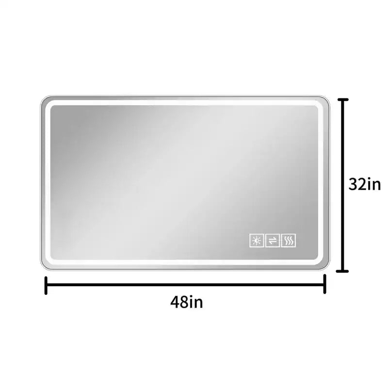 48x32 LED Badezimmerspiegel: 3 Farben, 5-stufig dimmbar, Anti-Beschlag, wandmontiert, horizontal/vertikal