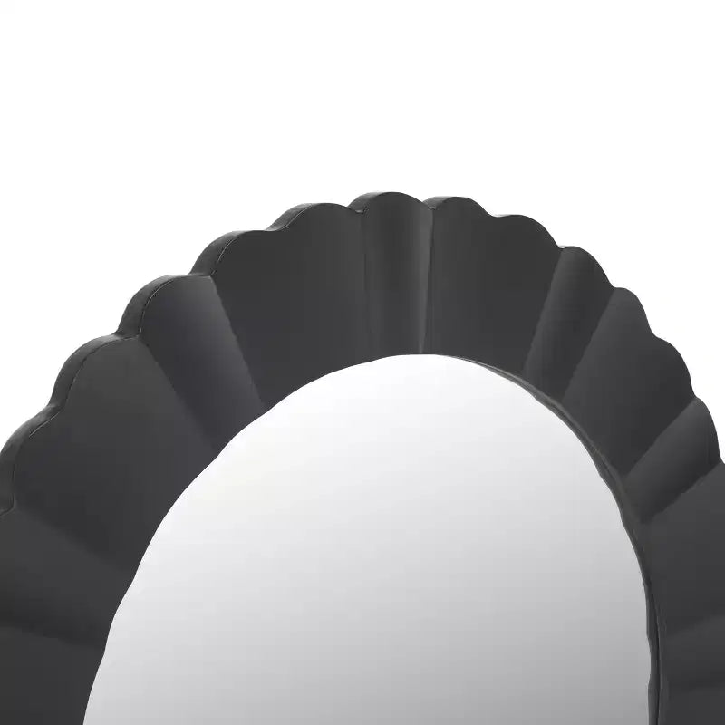 36" Rundes, gewelltes Wandspiegel, weißer MDF-Rahmen, keine Montage erforderlich