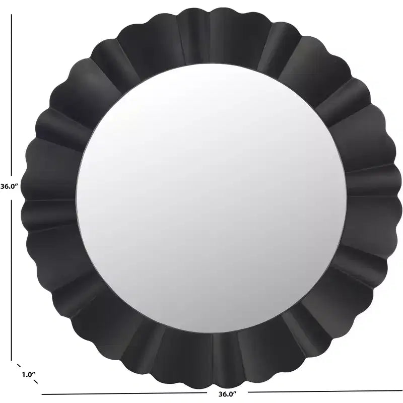 36" Yuvarlak Dalgalı Duvar Aynası, Beyaz MDF Çerçeve, Kurulum Gerektirmez
