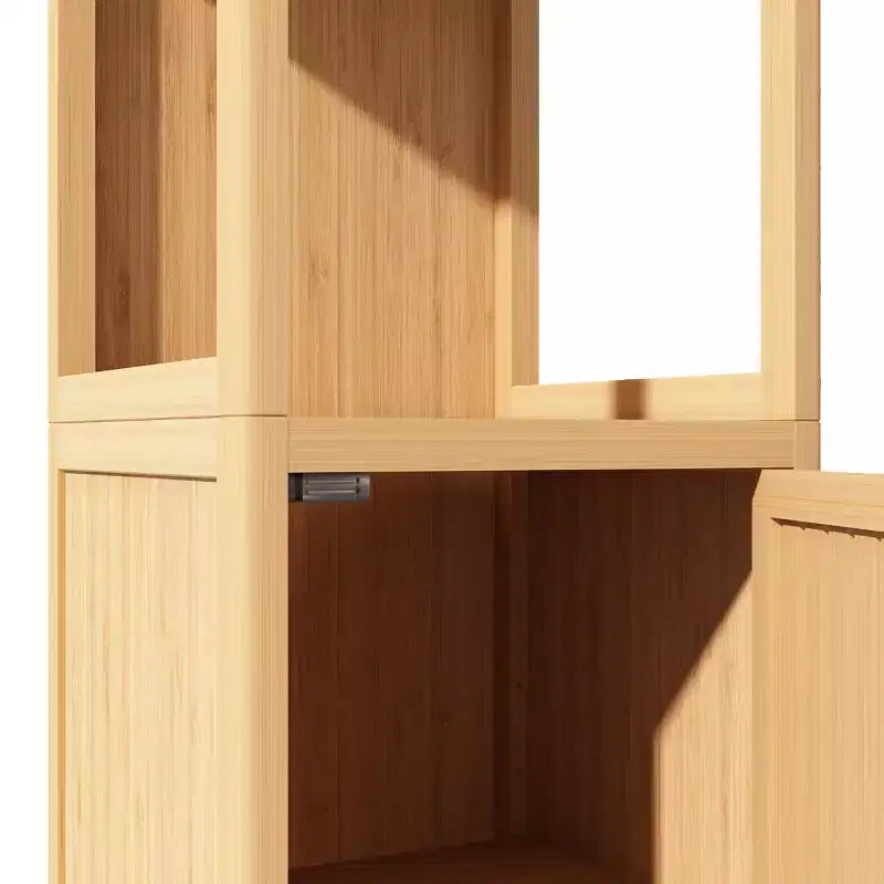 Bambus freistehender Badezimmerschrank mit 2 Regalen & 1 Tür