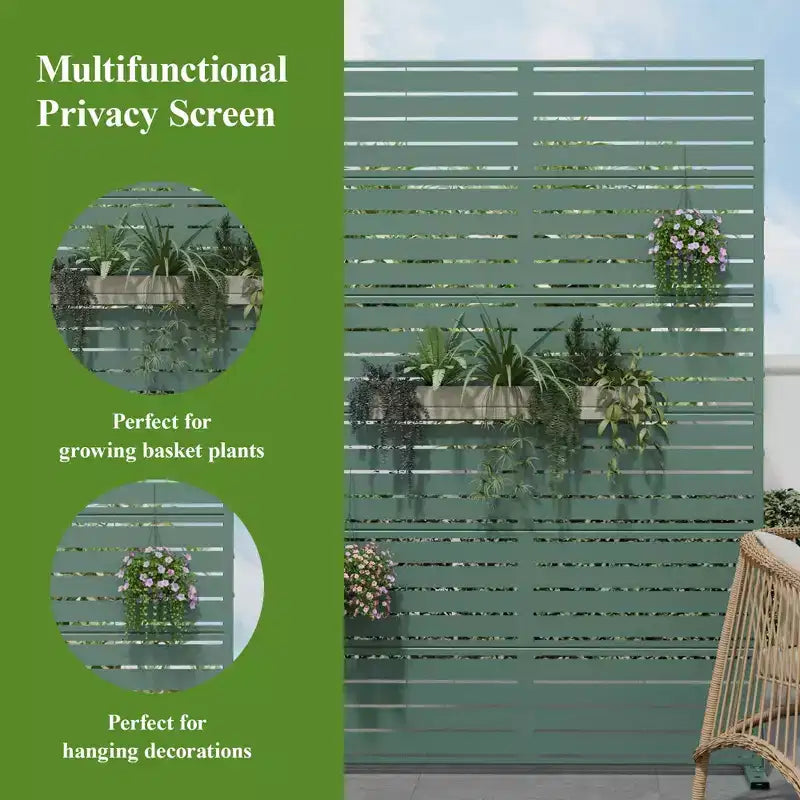72x47" Metall Outdoor Sichtschutz, freistehender Raumteiler, Weiß