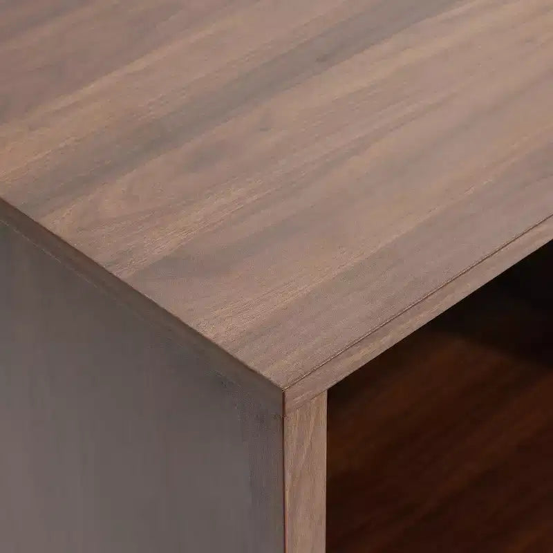 55" Ceviz TV Sehpası, 60" TV'lere Uygun, Örgülü Halat Kapak, Çekmeceli Medya Konsolu