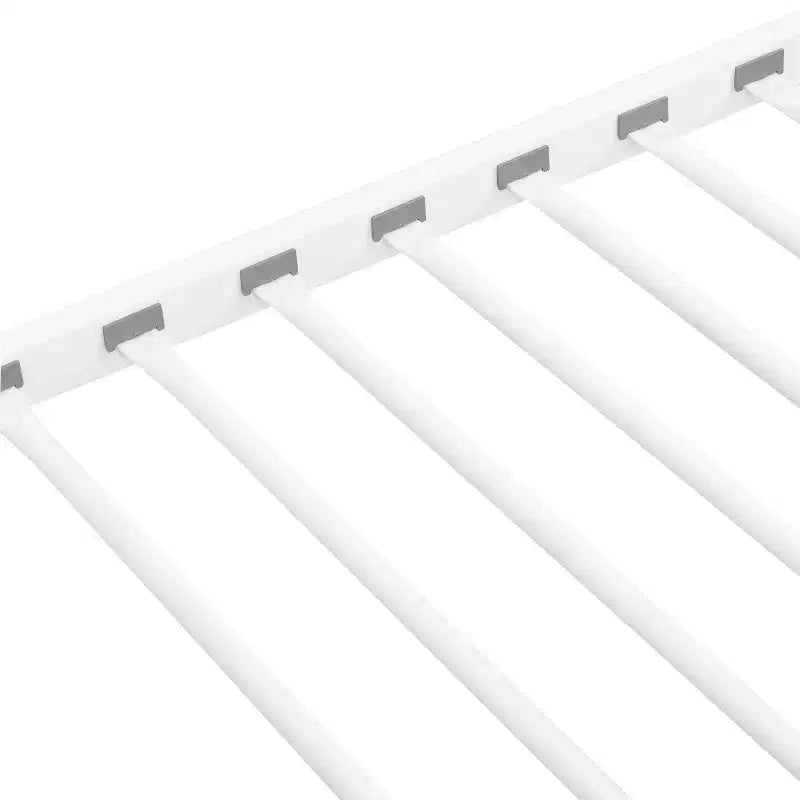 Korkuluklu ve Merdivenli İkiz Üst Üste Metal Ranza, Dönüştürülebilir, Beyaz