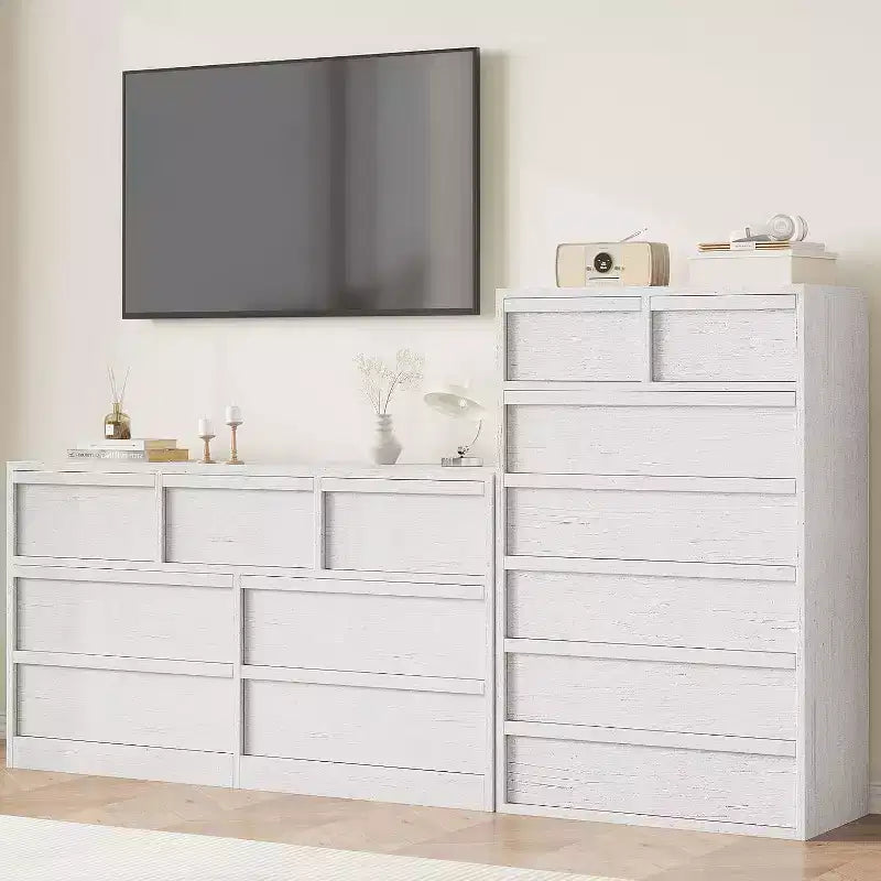 22" Geniş Çekmeceli ve Açık Raflı Komodin, Gri Ahşap Yatak Yanı Masası