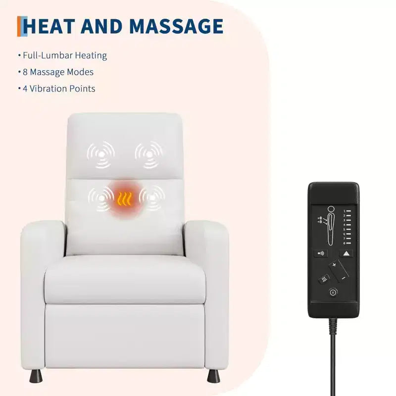 Elektrikli Isıtmalı ve Masajlı Güçlü Reclinır Koltuk, Ayarlanabilir Ergonomik PU Deri Tekli Kanepe, Yüksek Sırt, Yastıklı Oturma Yeri, Ev Sinema Koltuğu