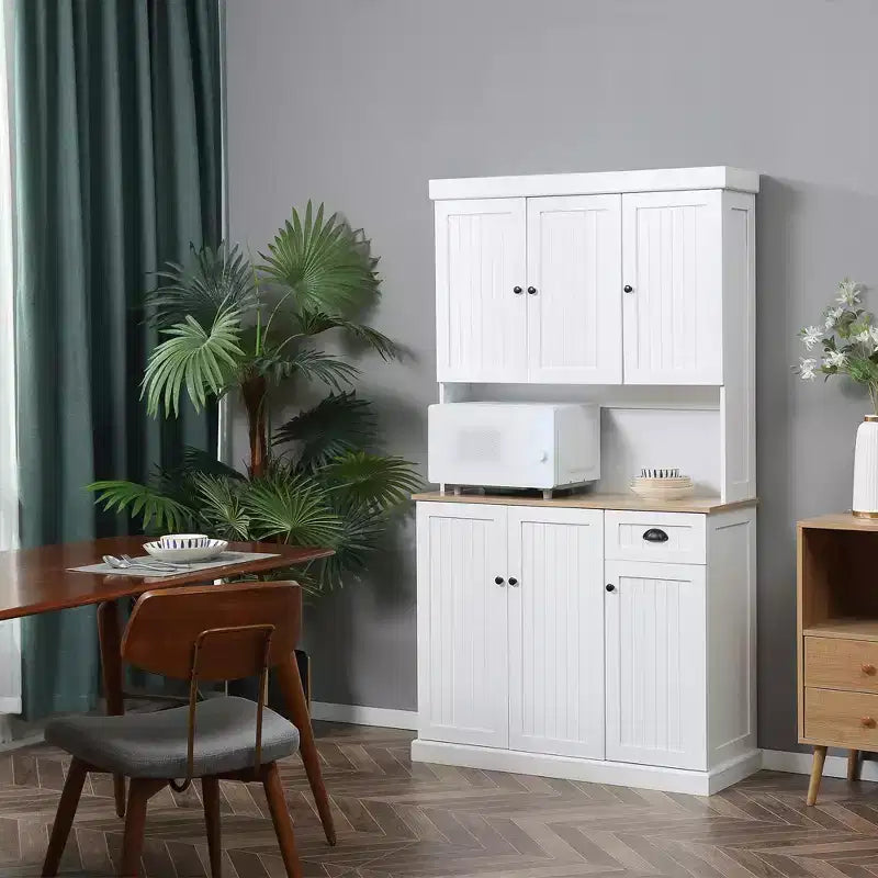 71 Büfe ve Üst Dolap, Modern Çiftlik Evi Mutfak Kiler Depolama Dolabı, Mikrodalga Fırın Tezgahı, Çekmece ve Dolap