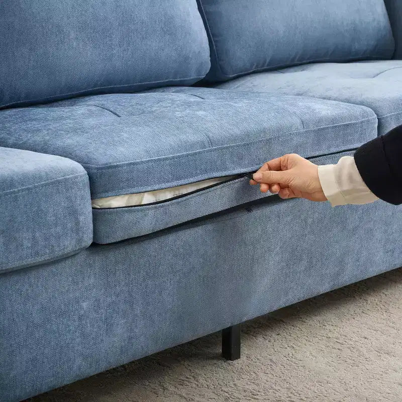 89" Modern Rahat Kanepe, Çıkarılabilir Başlıklar ve Yan Cepler, Chenille Kumaş