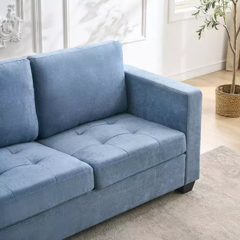 89" Modern Rahat Kanepe, Çıkarılabilir Başlıklar ve Yan Cepler, Chenille Kumaş