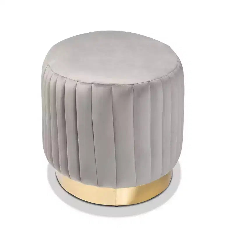 Pouf imbottito in velluto e pelle PU con gambe dorate, poggiapiedi decorativo